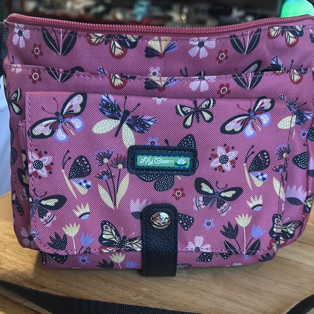 Lily Bloom pink Crossbody Bag with butterfly Design with matching wallet